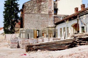 partially demolished building