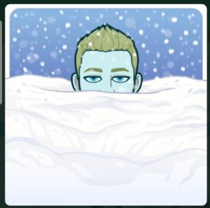 Bitmoji buried in snow