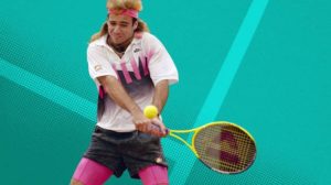 tennis player on turquoise background